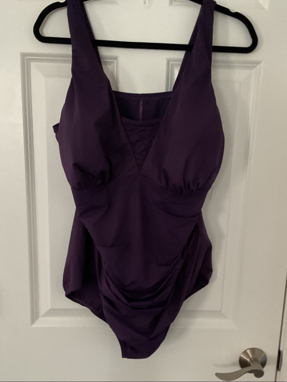 Lands' End Deep Purple Ruched One-Piece Swimsuit